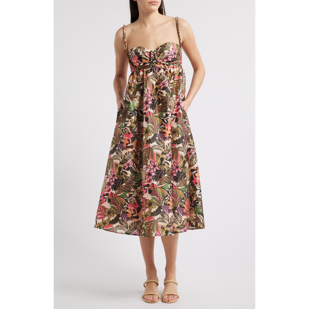 HUTCH HUTCH TWIST STRAP SLEEVELESS MIDI DRESS