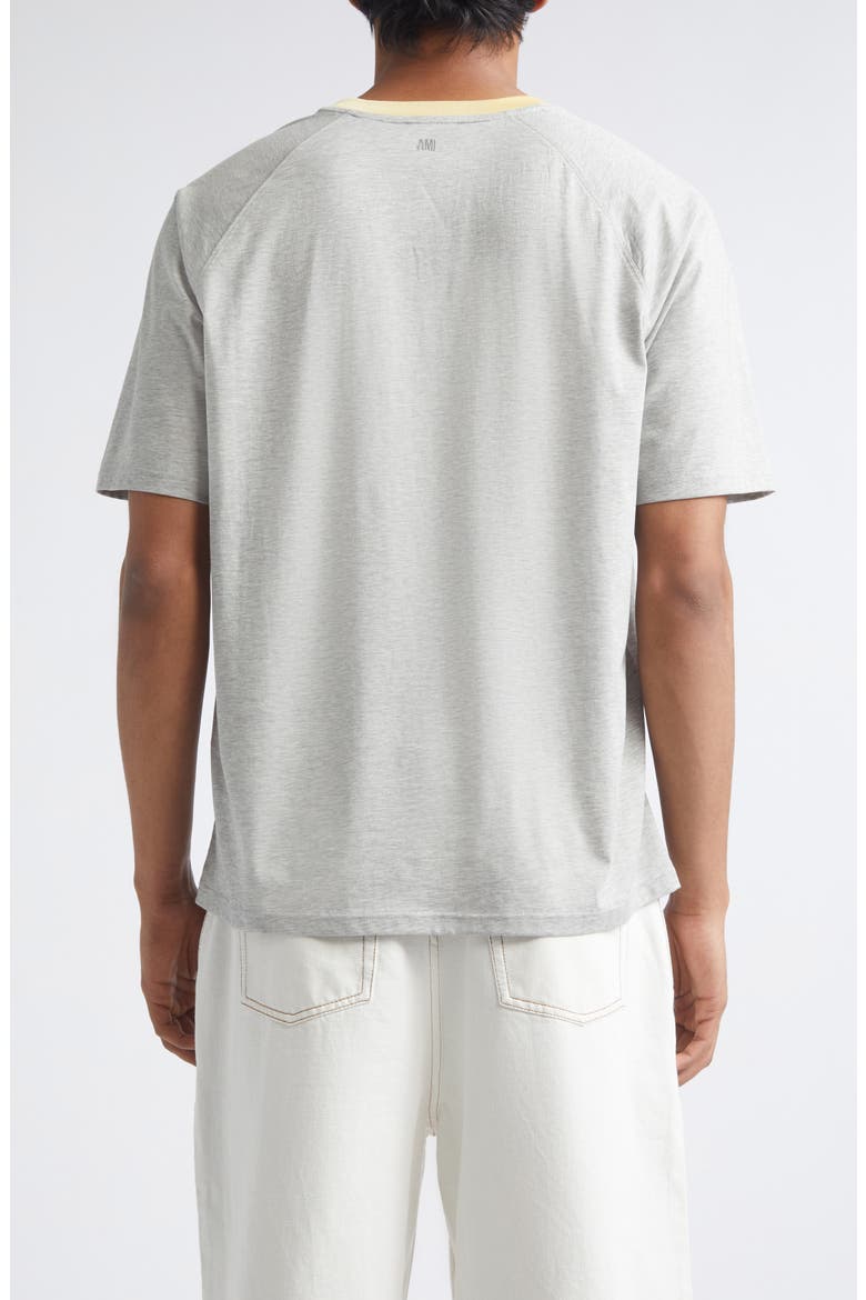 Ami de Coeur Embroidered Cotton Ringer T-Shirt, Alternate, color, GRIS CHINE CLAIR/ JAUNE