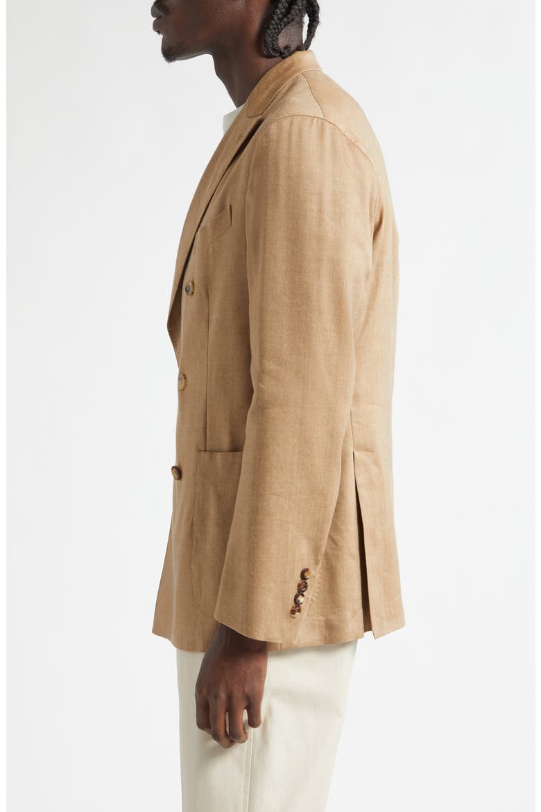 K-Jacket Double Brested Tan Linen & Wool Sport Coat, Alternate, color, SIENNA