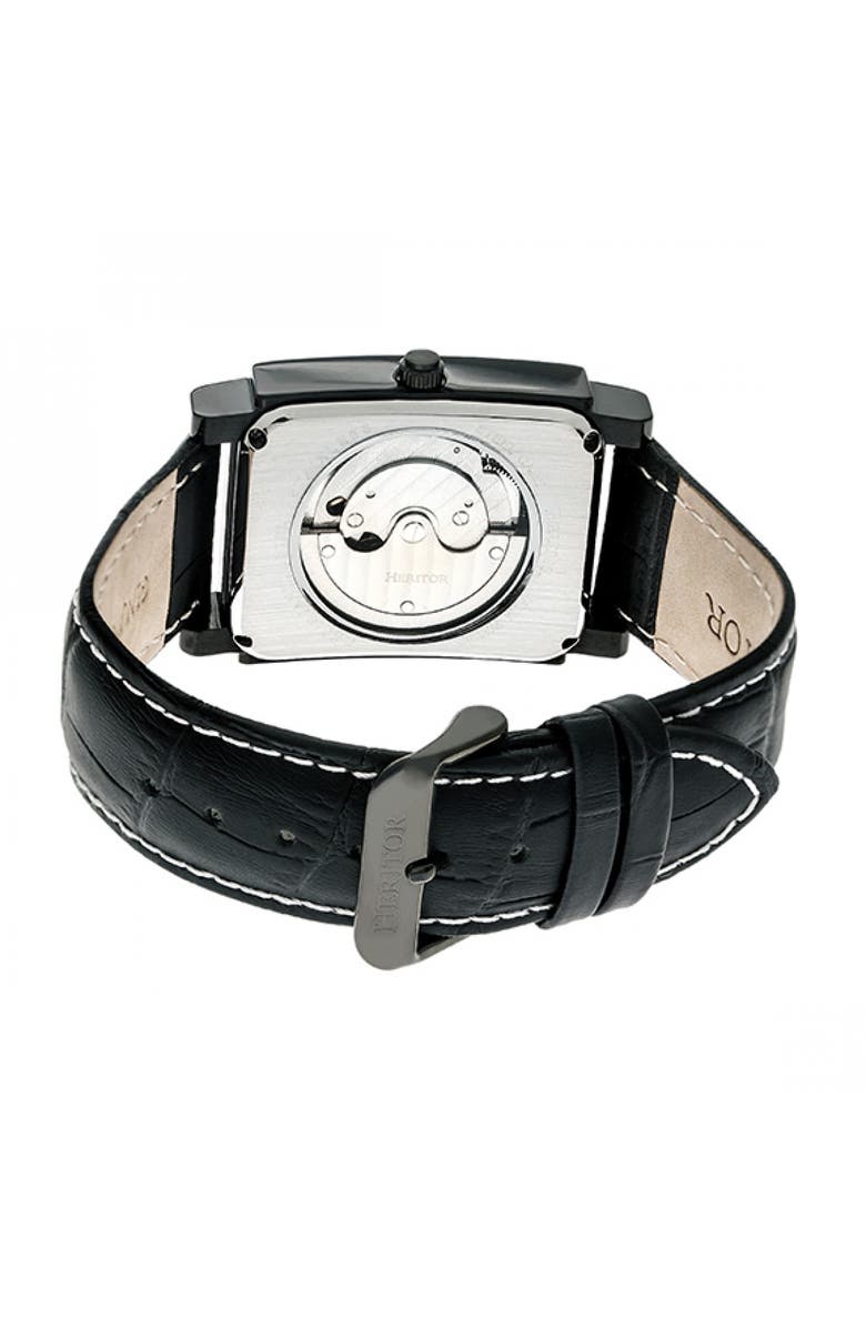 Heritor Automatic Frederick Leather-Band Watch, Alternate, color, Black