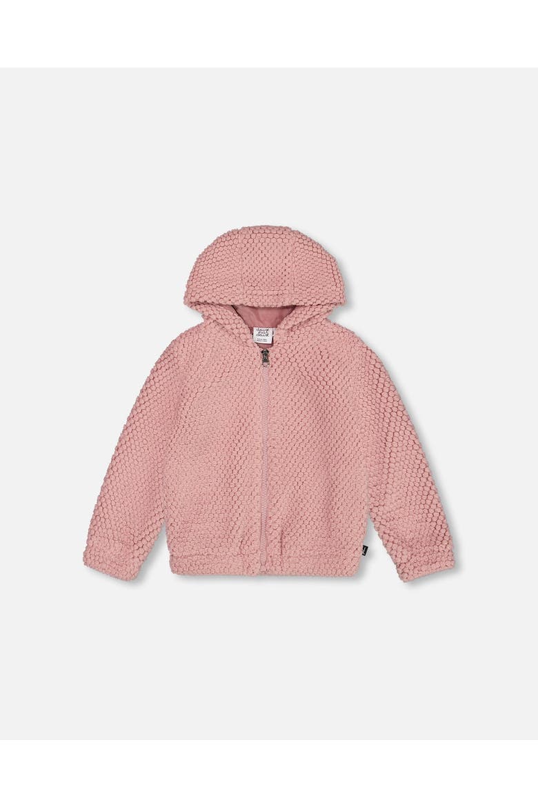 Little Girl's Hooded Plush Vest Dusty Pink, Main, color, Rosette