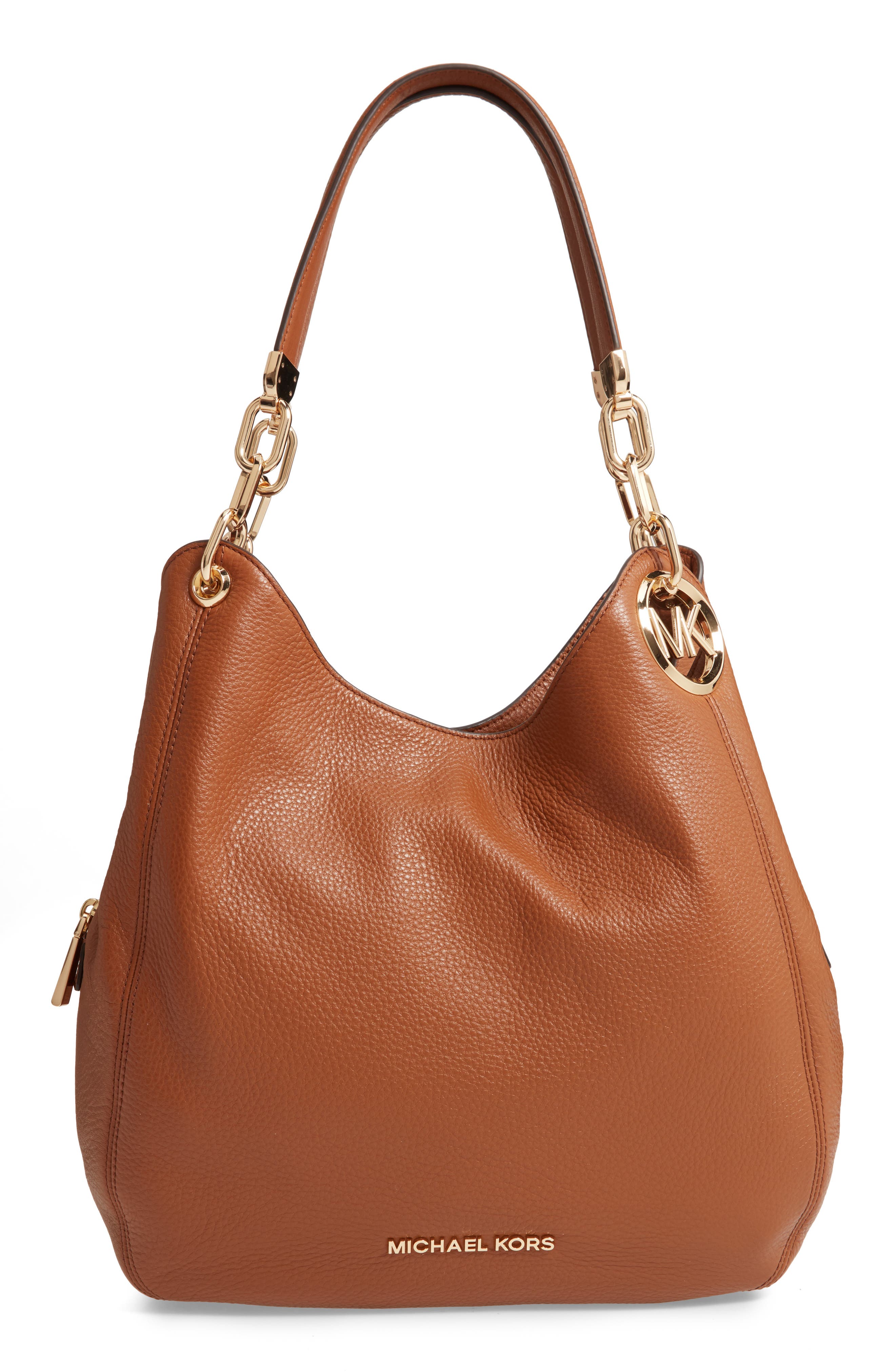 Lillie Large Leather Shoulder Bag, Main, color, ACORN