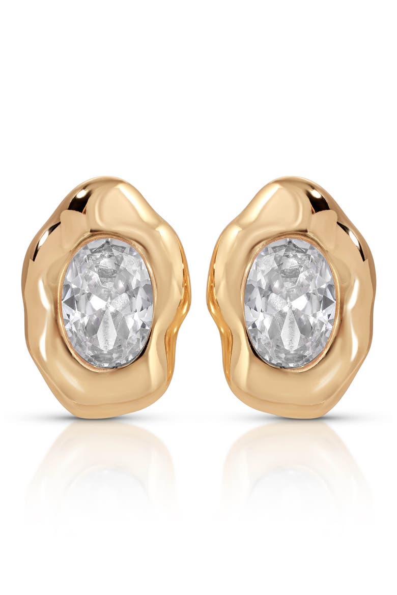 Molten Glow Crystal Stud Earrings, Alternate, color, GOLD