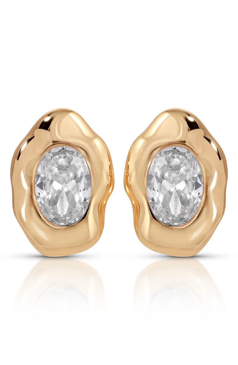 Ettika Molten Glow Crystal Stud Earrings, Alternate, color, Gold