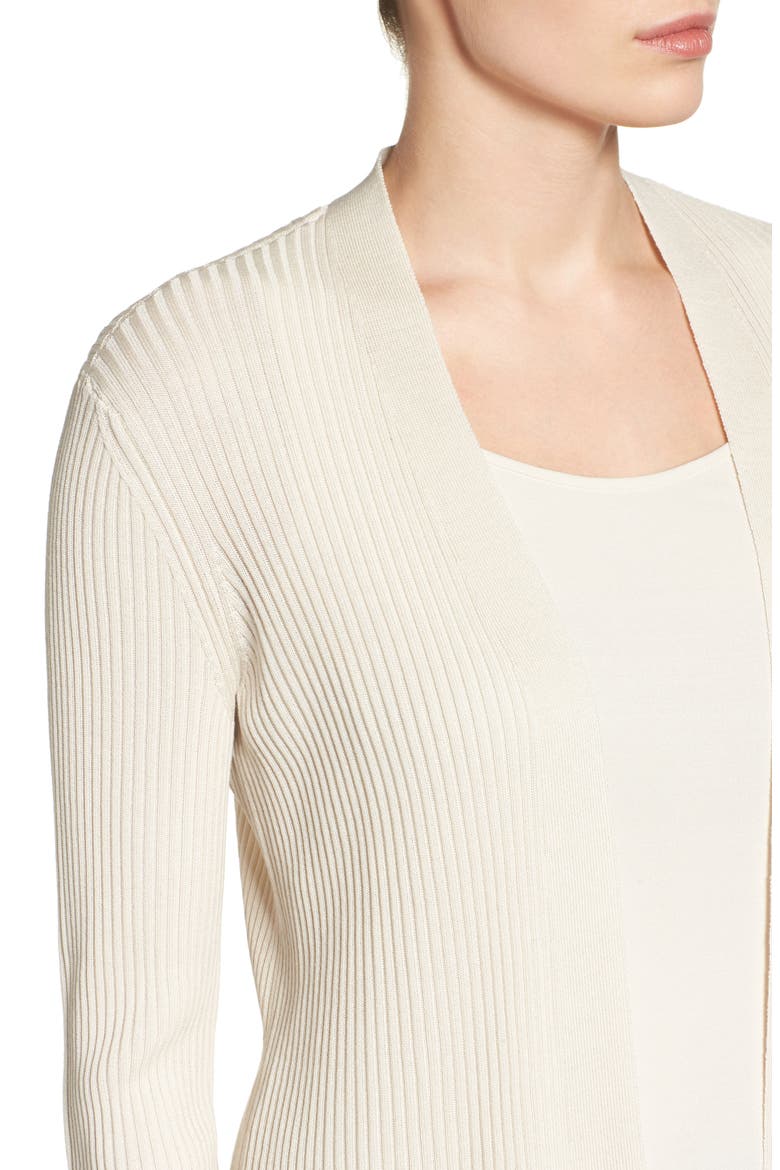 Rib Knit Cardigan, Alternate, color, BONE