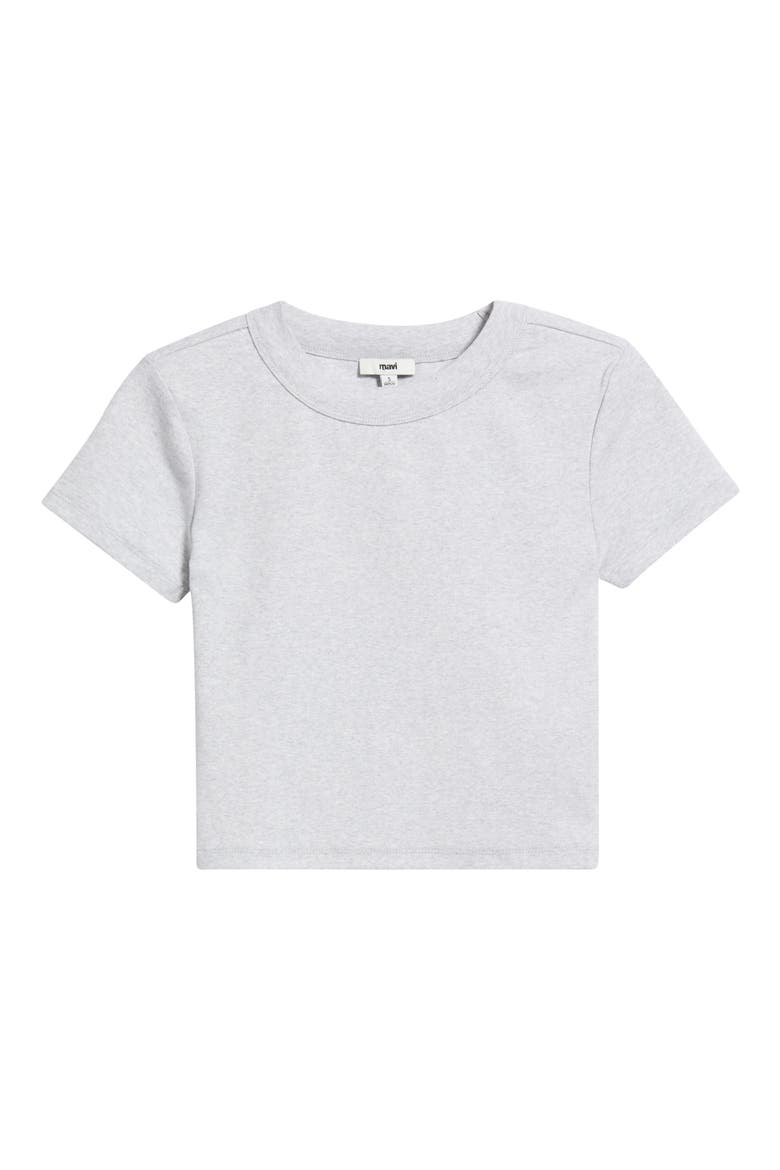 Crop Stretch Cotton T-Shirt, Alternate, color, LIGHT GREY MELANGE