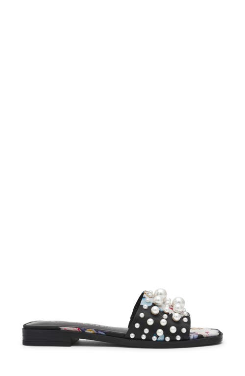 Anne Klein Eugenie Faux Pearl Slide Sandal In Black Floral
