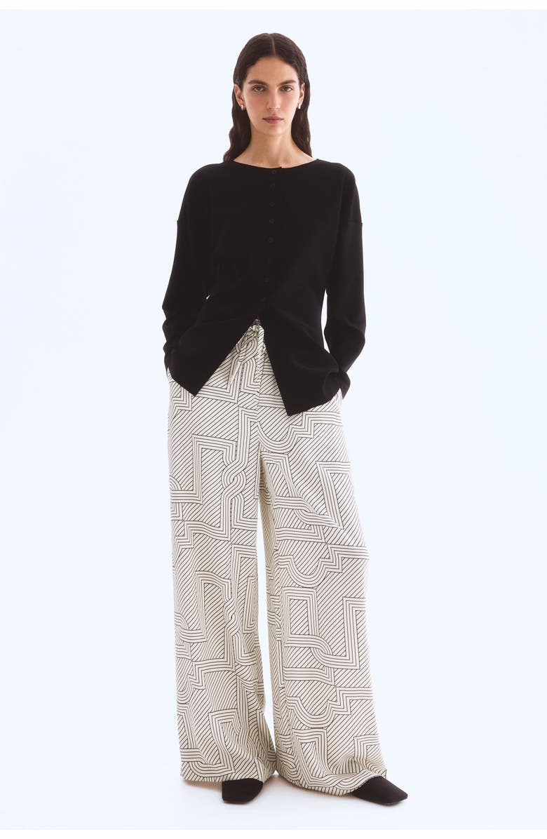 H&M Wide Trousers, Alternate, color, Cream/Patterned