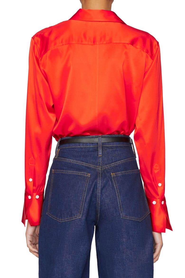 The Standard Women's Stretch Silk Button-Up Shirt, Alternate, color, BRIGHT RED