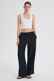 Orolay Oversized Linen Wide-Leg Drawstring Pants