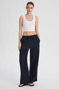 Orolay Oversized Linen Wide-Leg Drawstring Pants