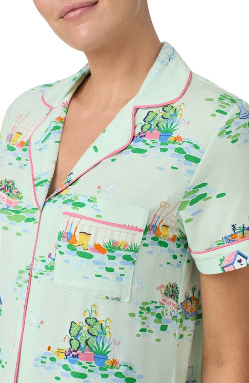 Kate Spade New York Print Short Pajamas In Green Print