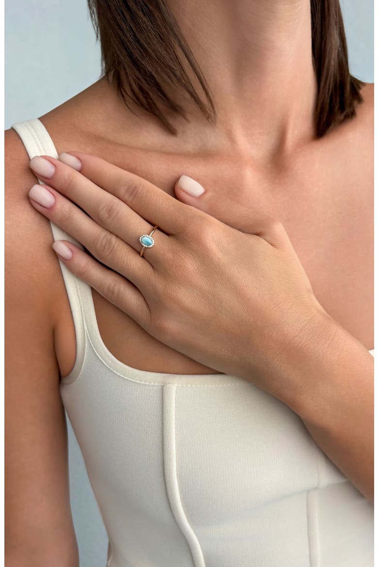 Oval Larimar Halo Ring, Alternate, color, GOLD/ BLUE