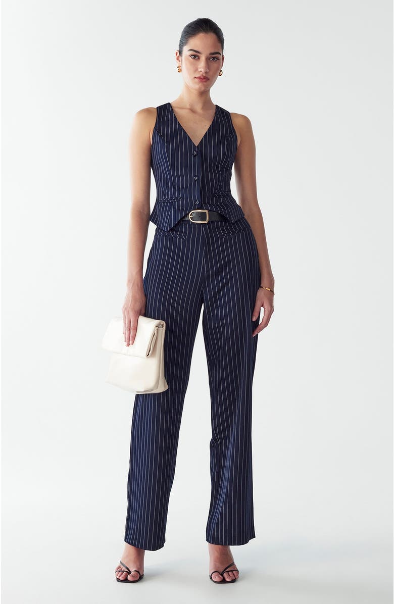 WILLA Katherine Pants, Main, color, Navy Pinstripe