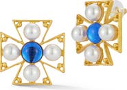 SPHERA MILANO Faux Pearl & CZ Stud Earrings