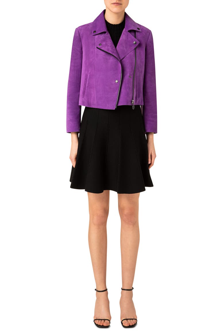 Suede Biker Jacket, Alternate, color, PURPLE