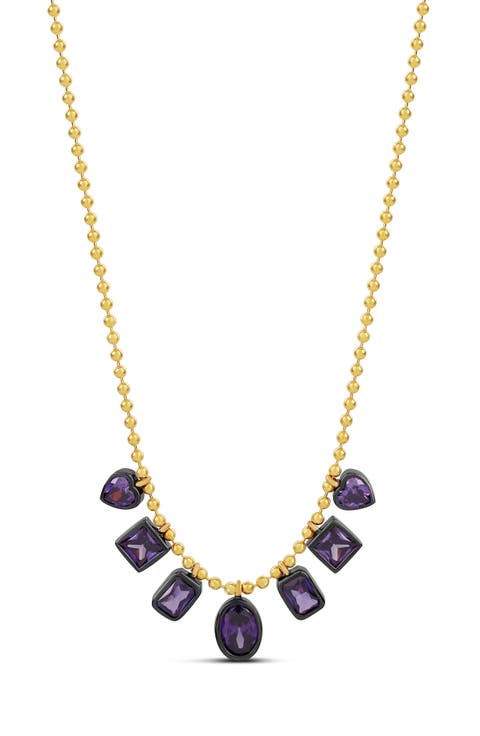 Mixed Shape Stone Dangle Ball Chain Necklace