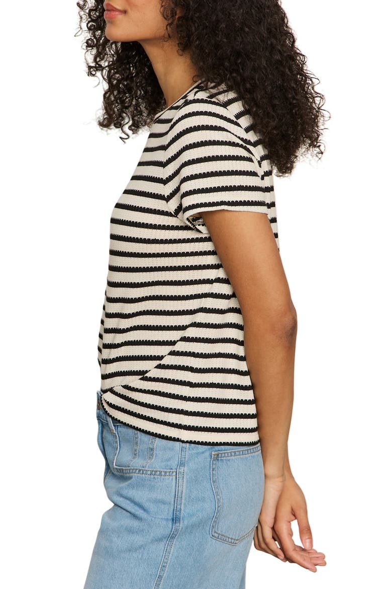 Perfect Texture Stripe Tee, Alternate, color, MACRAME BLACK CROCHET