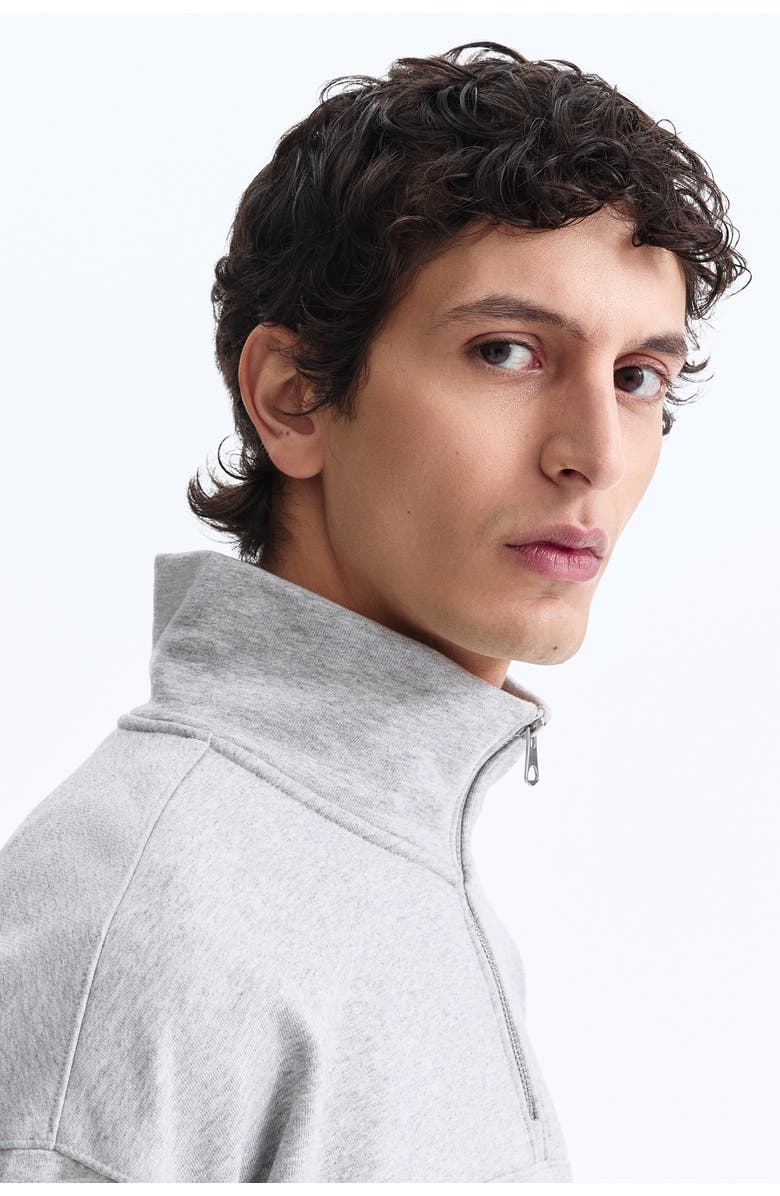 H&M Relaxed Fit Zip-top Sweatshirt, Alternate, color, Gray Melange/Golden