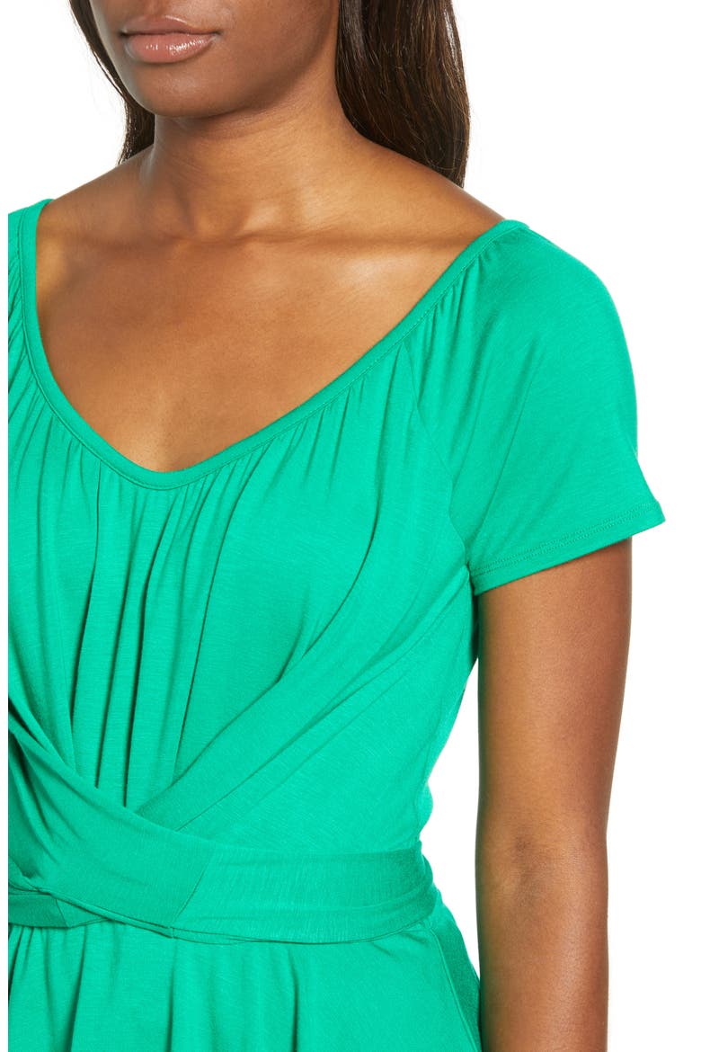 Wrap Tie Back Peplum Top, Alternate, color, KELLY GREEN