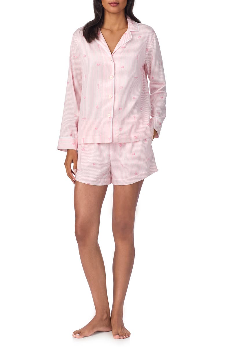 Lauren Ralph Lauren Stripe Print Short Pajamas, Main, color,