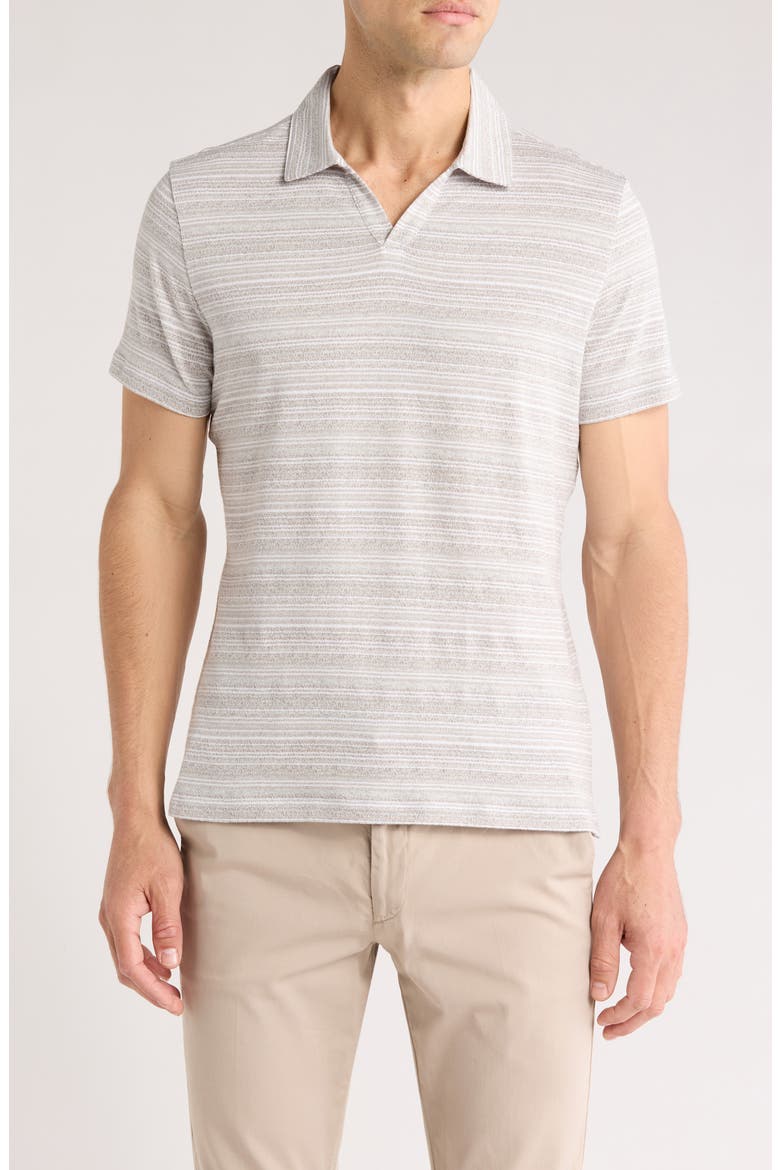 Duval Stripe Johnny Collar Polo, Main, color, TAN