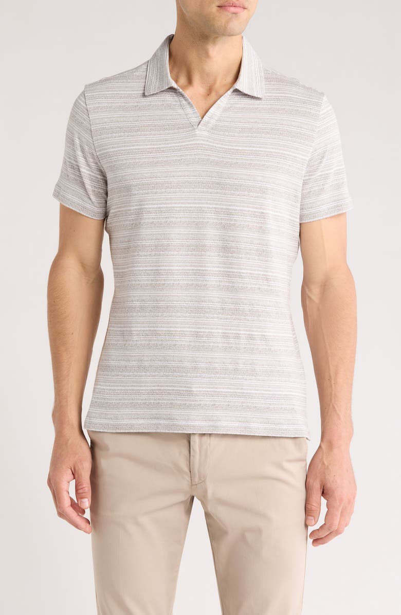 Robert Barakett Duval Stripe Johnny Collar Polo, Main, color, Tan