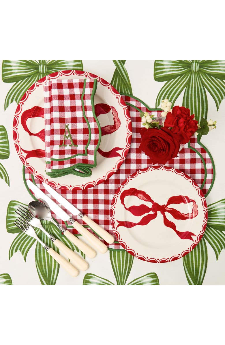 Mrs. Alice Felix Red & Green Gingham Napkins, Alternate, color, Red