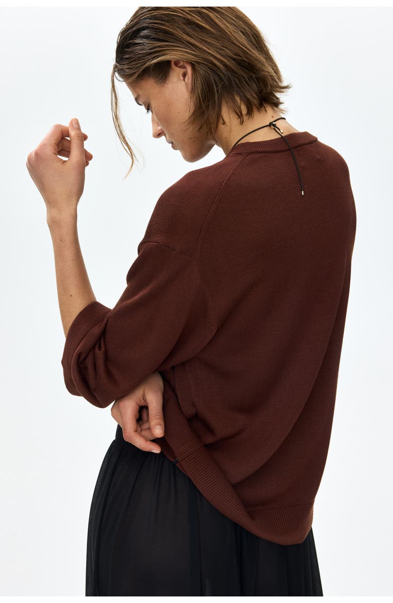 H&M Fine-knit Top, Alternate, color, Dark Brown