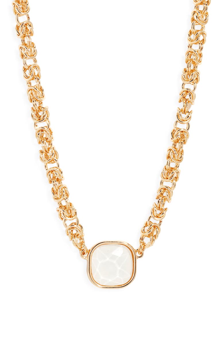 Nordstrom Faceted Stone Pendant Necklace, Main, color, White- Gold