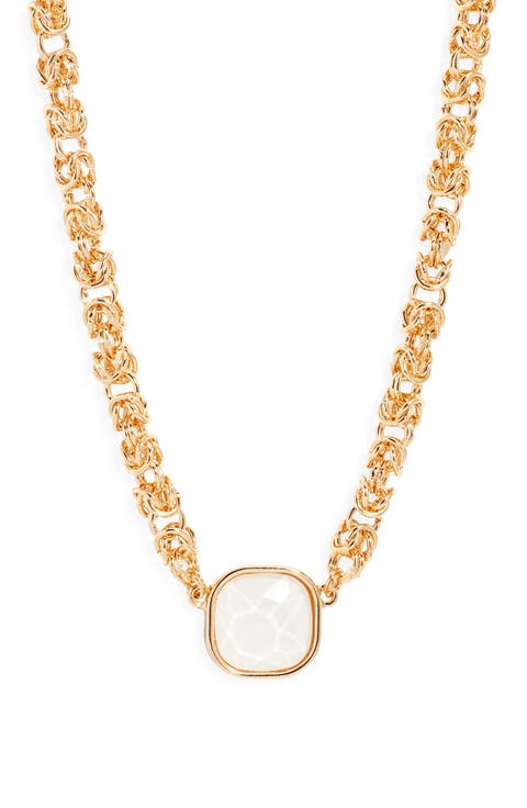 Faceted Stone Pendant Necklace