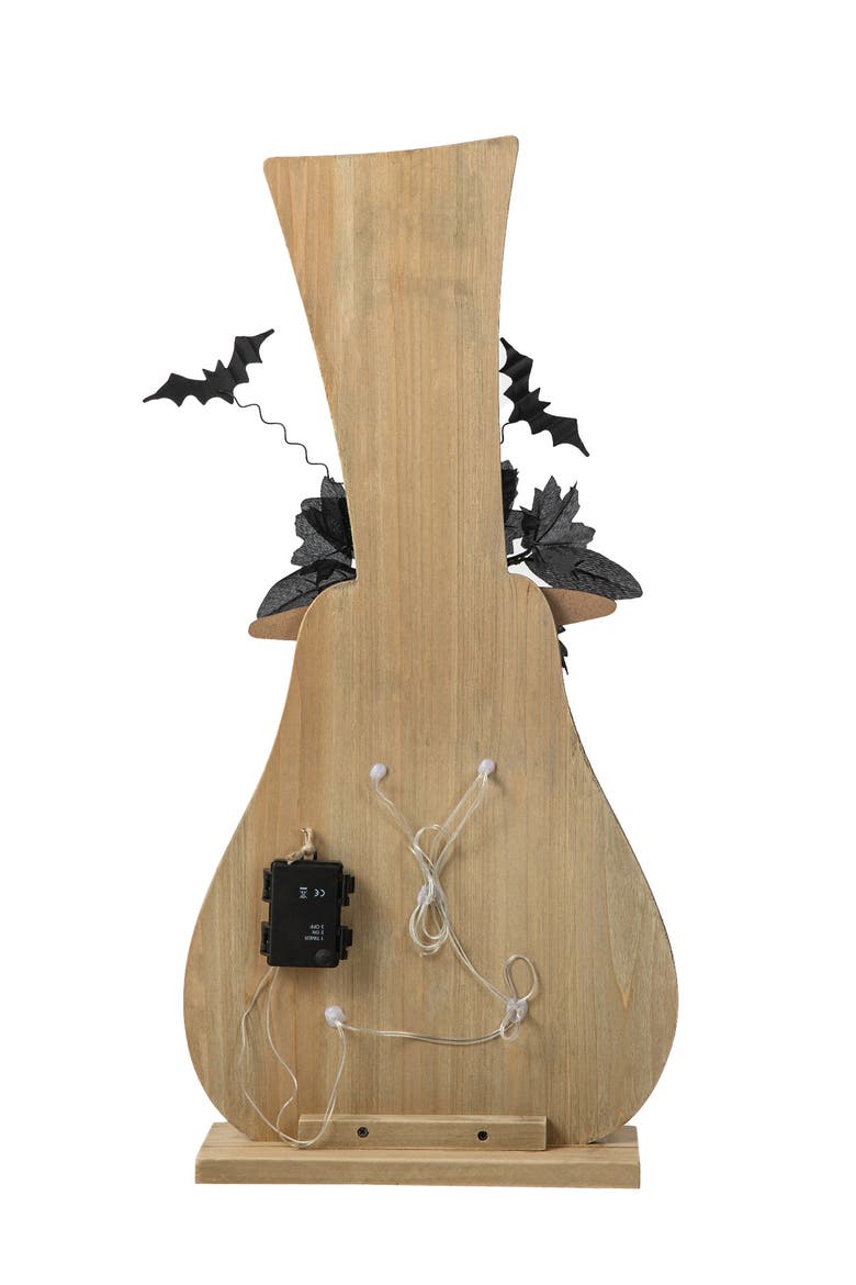 Halloween Lighted Wooden Jack-O-Lantern Porch Decor with Floral & Timer, Alternate, color, Orange