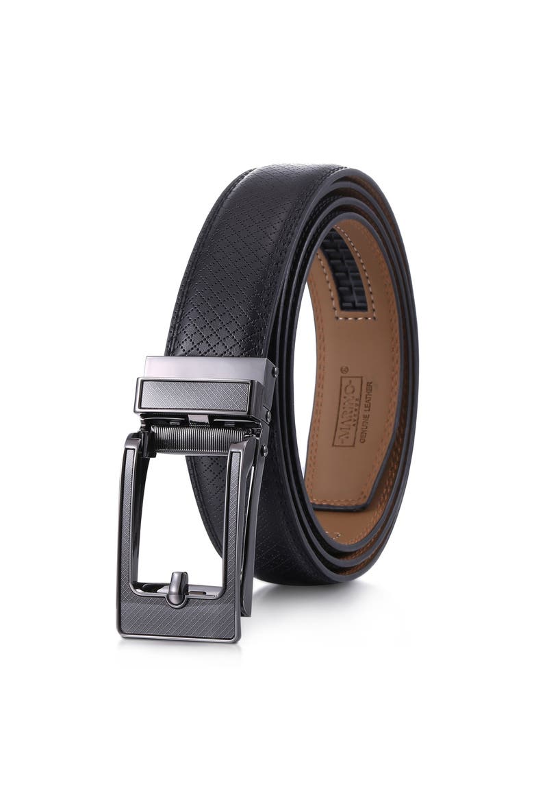 Crosshatch Leather Adjustable Ratchet Belt, Alternate, color, Deep Charcoal