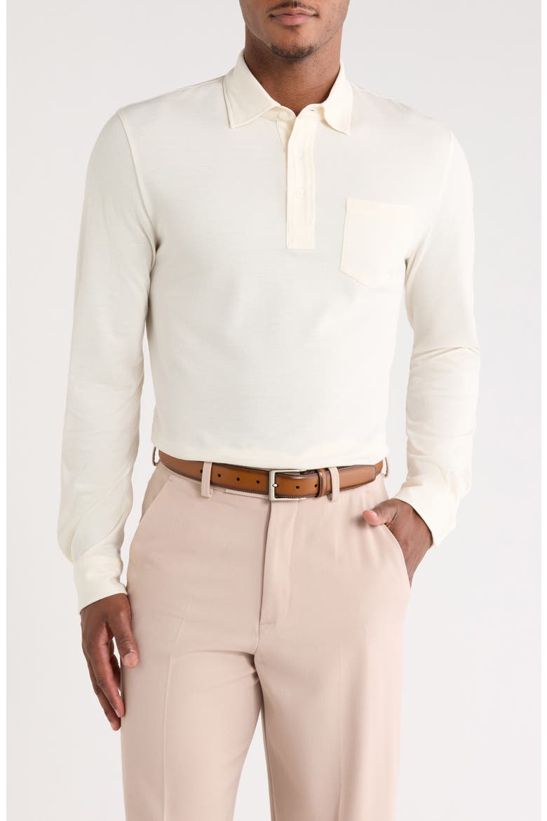 Long Sleeve Cotton & Cashmere Polo, Main, color, CLASSIC CREAM