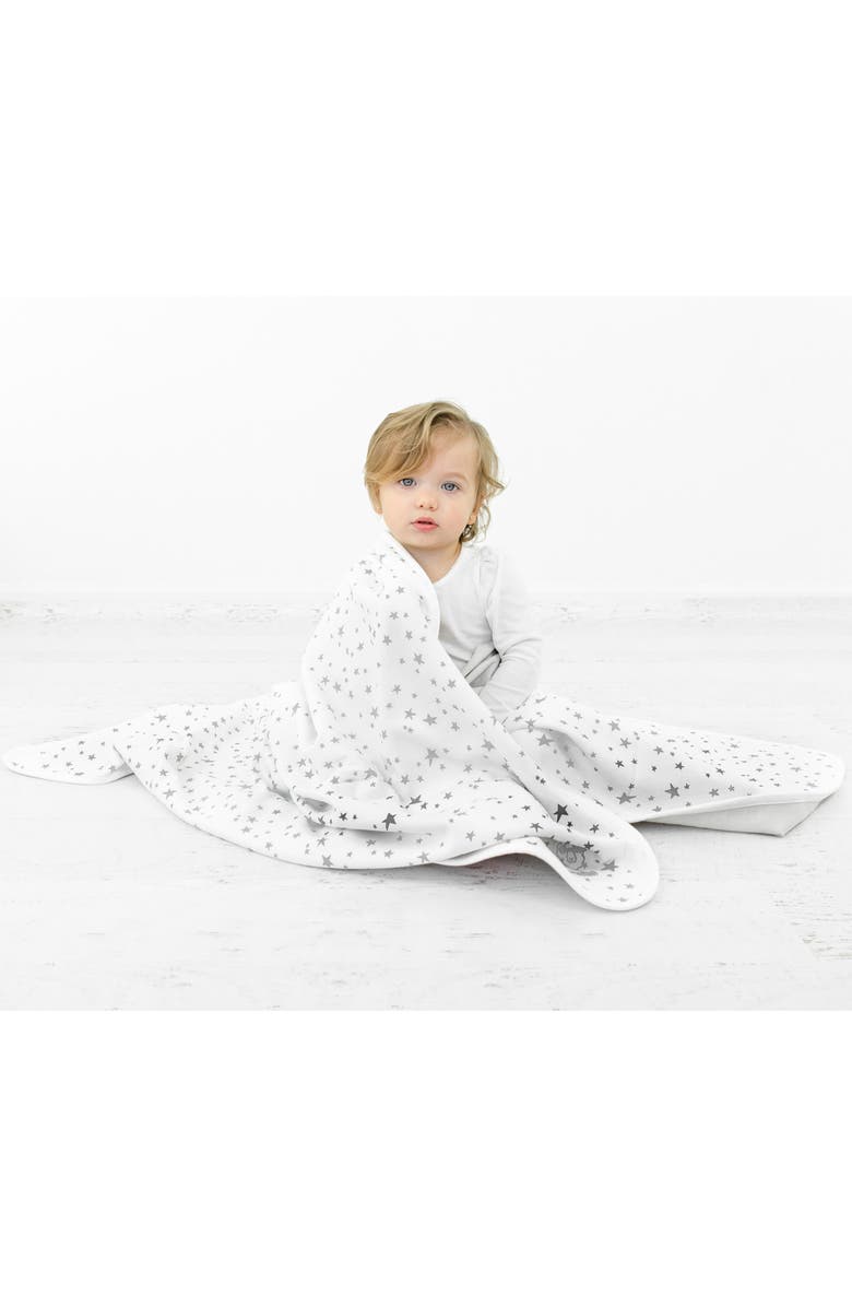 WOOLINO 4 Season Organic Cotton & Merino Wool Toddler Blanket, Alternate, color, Gray Stars