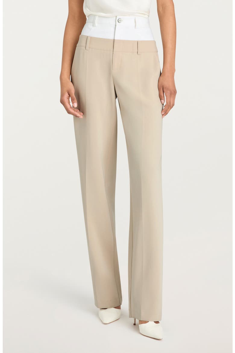 Dionne Mixed Media Pants, Main, color, KHAKI/WHITE