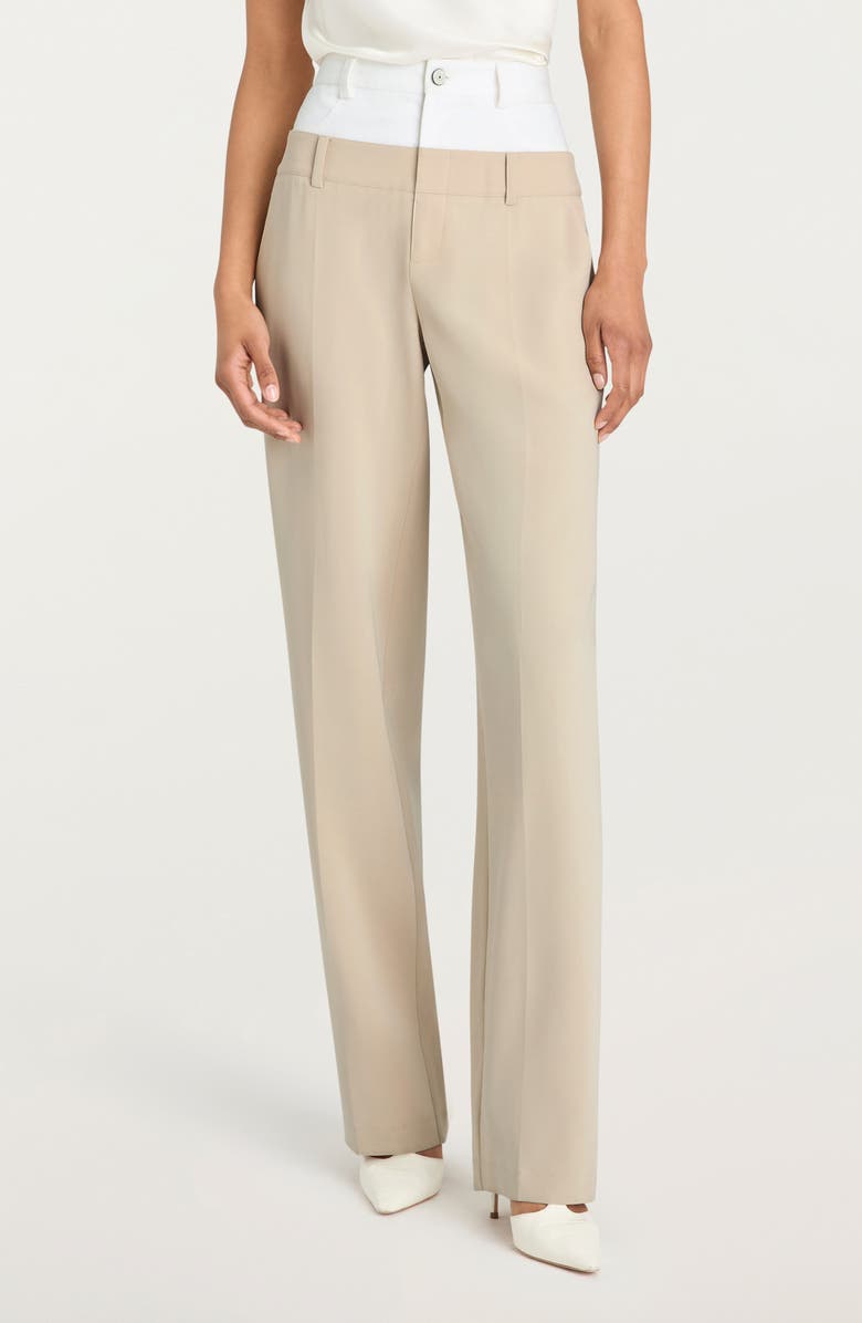 Cinq à Sept Dionne Mixed Media Pants, Main, color, Khaki/ White