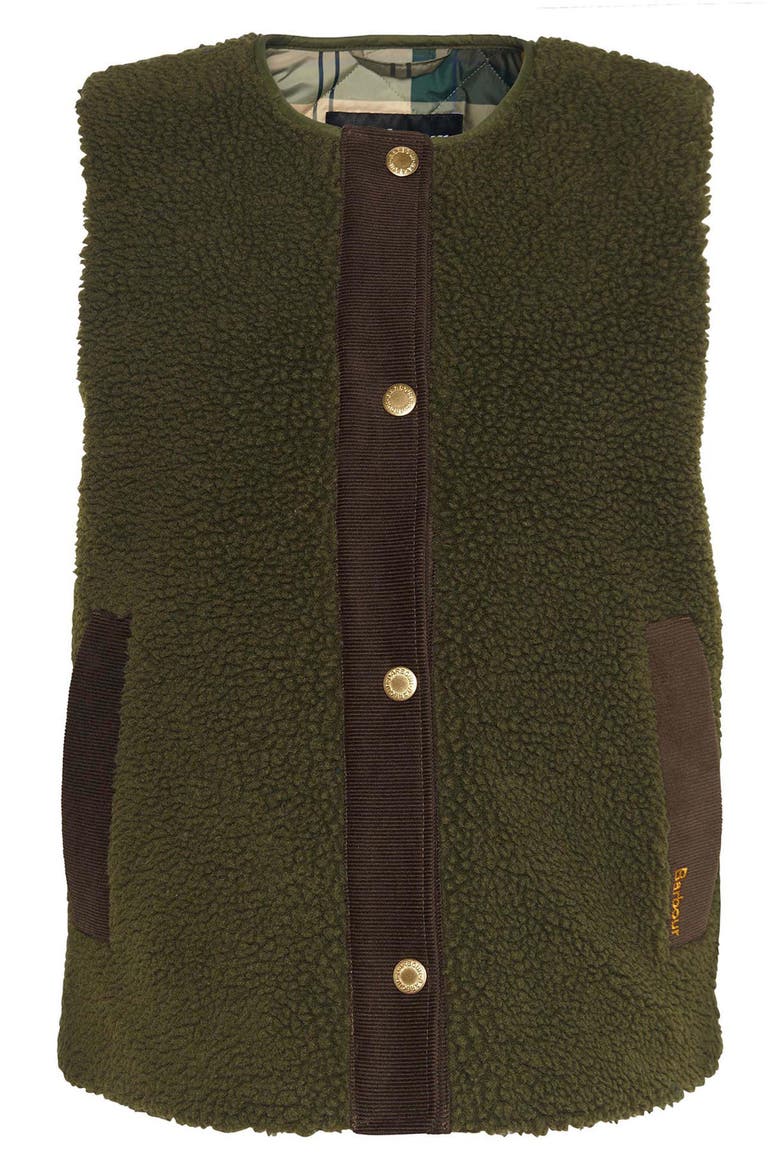 Dulsie High Pile Fleece Quilted Vest, Alternate, color, OLIVE/ANCIENT