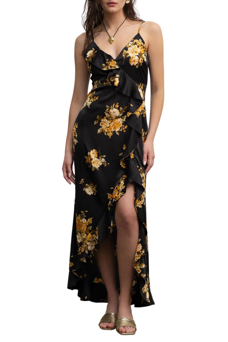 Floral Maxi Dress, Main, color, BLACK MULTI