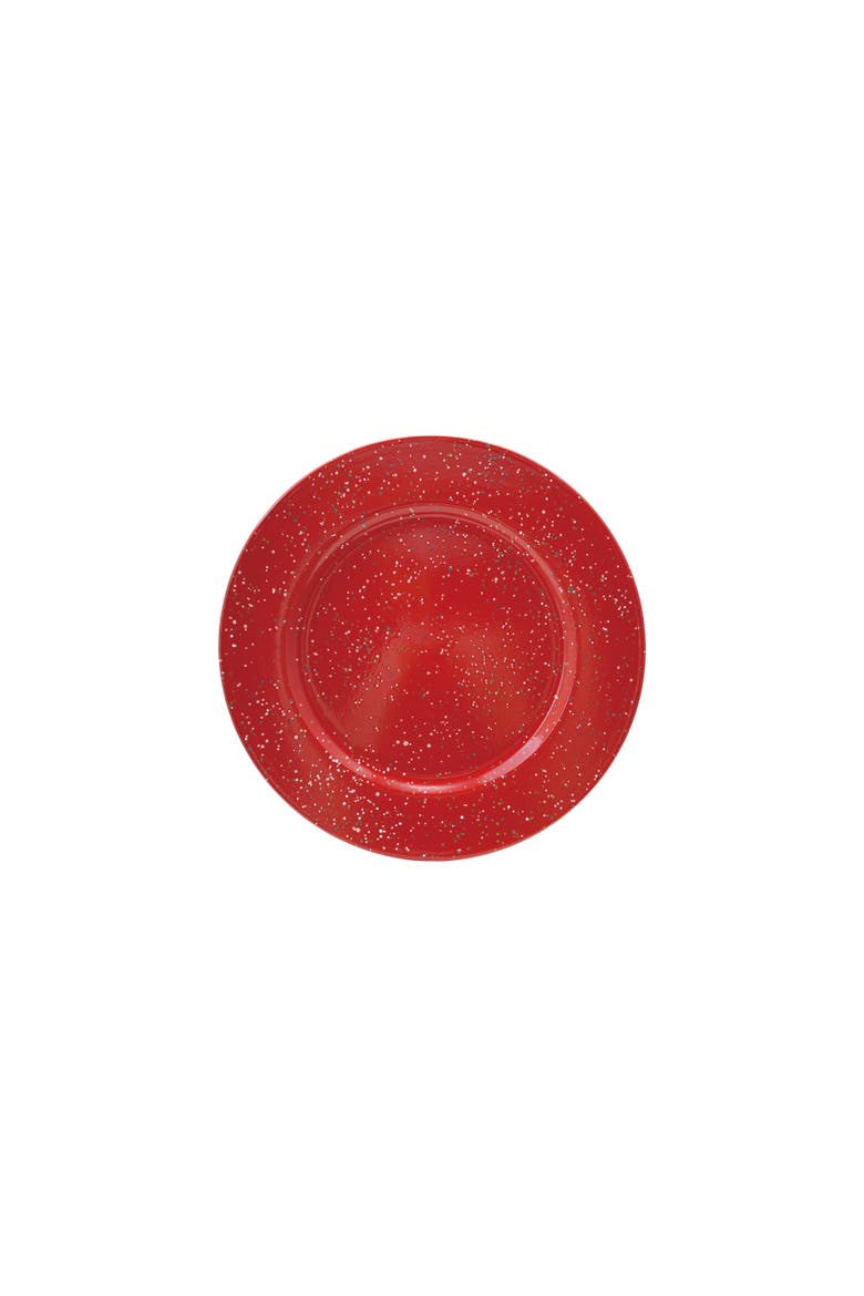 Diameter Enameled Metal Splatterware Charger, Red, Main, color, Red
