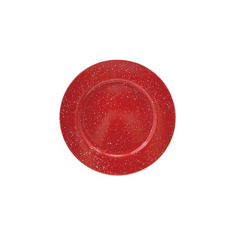 Diameter Enameled Metal Splatterware Charger, Red
