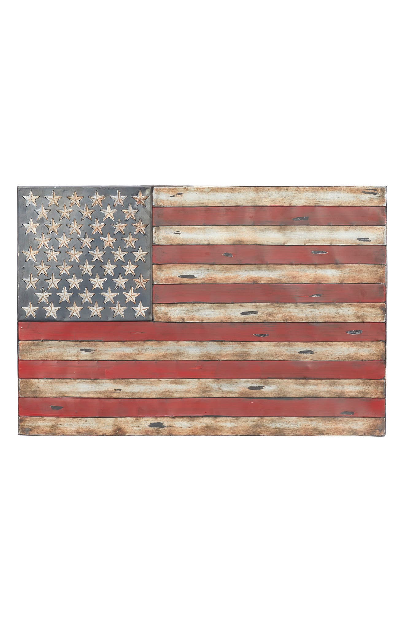 SONOMA SAGE HOME Red Metal Indoor & Outdoor American Flag Wall Decor