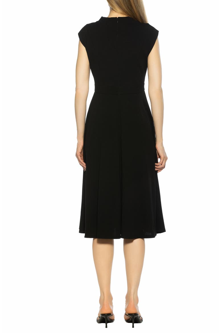 Yara Cap Sleeve Midi Dress, Alternate, color, BLACK
