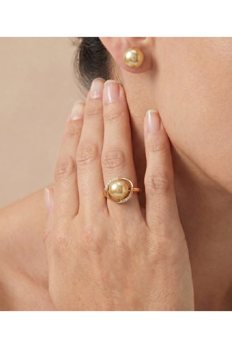 Golden Pearl & Diamond Ruby Ring, Alternate, color, Yellow Gold