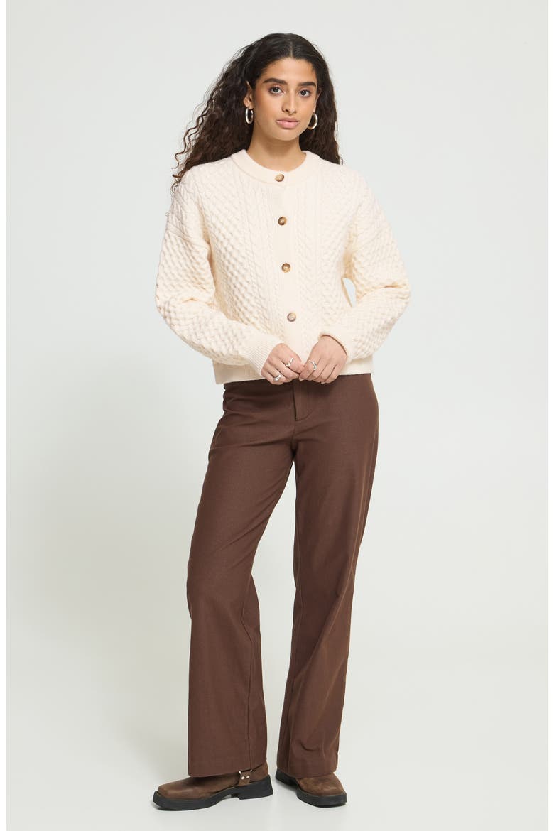 Ihdamina Cable Knit Cardigan, Alternate, color, BIRCH