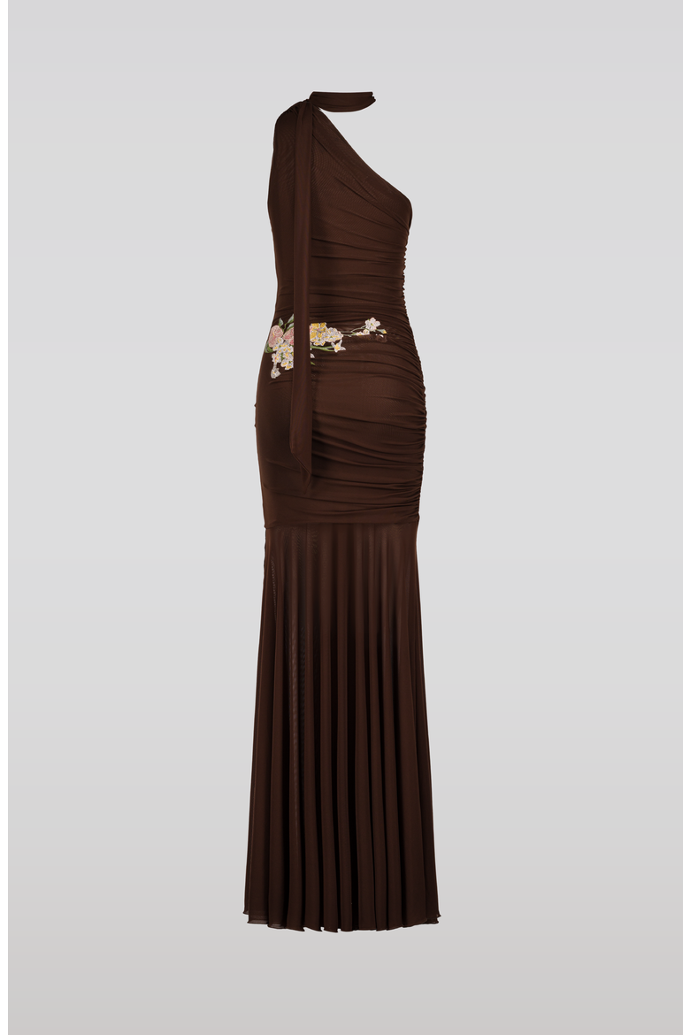 saemdi embroidered one shoulder dress Saemdi Embroidered One Shoulder Dress