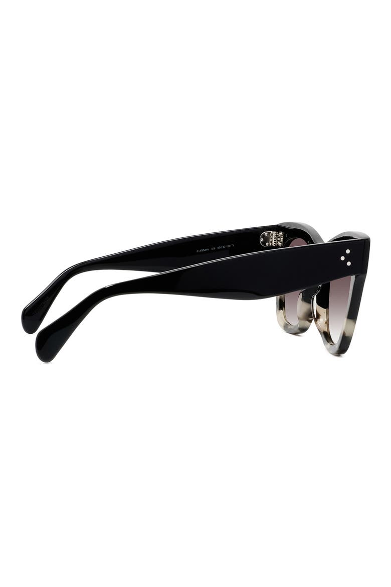 50mm Gradient Bold 3 Dot Cat Eye Sunglasses, Alternate, color, BLACK/ GREY HAVANA/ BROWN
