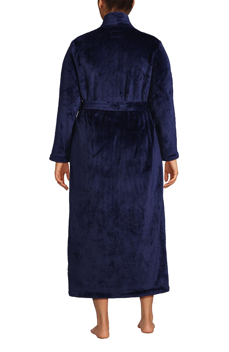 Lands
 End Tall Cozy Plush Long Wrap Robe, Alternate, color, Deep Sea Navy