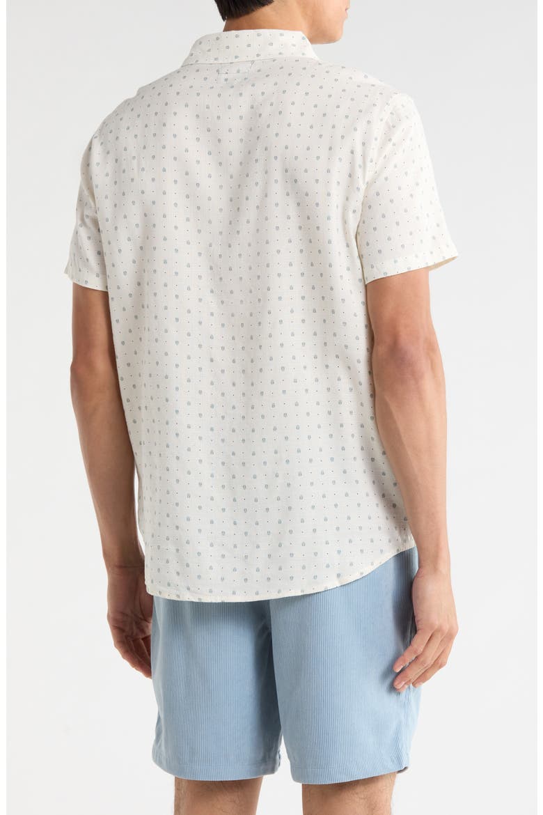 Charter Short Sleeve Slub Button-Up Shirt, Alternate, color, OFF WHITE MICRO GEO