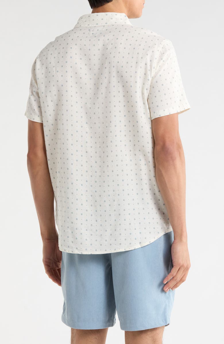Brixton Charter Short Sleeve Slub Button-Up Shirt, Alternate, color, Off White Micro Geo